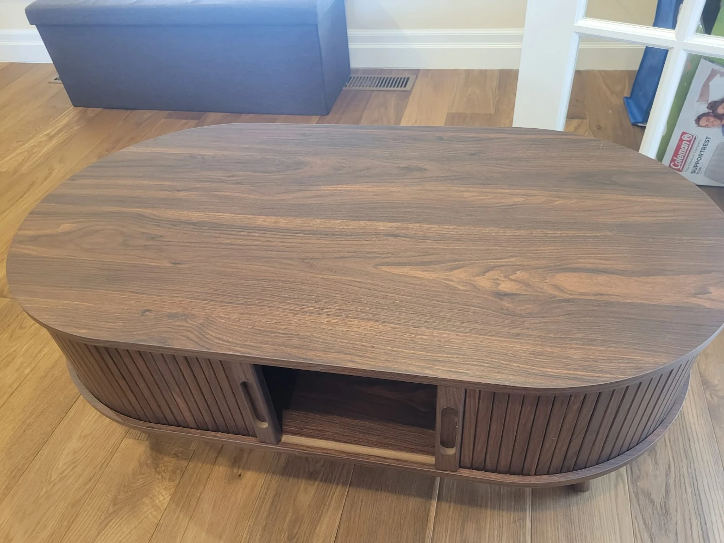 Mid-Century Style Walnut Coffee Table with Sliding Doors - photo 4