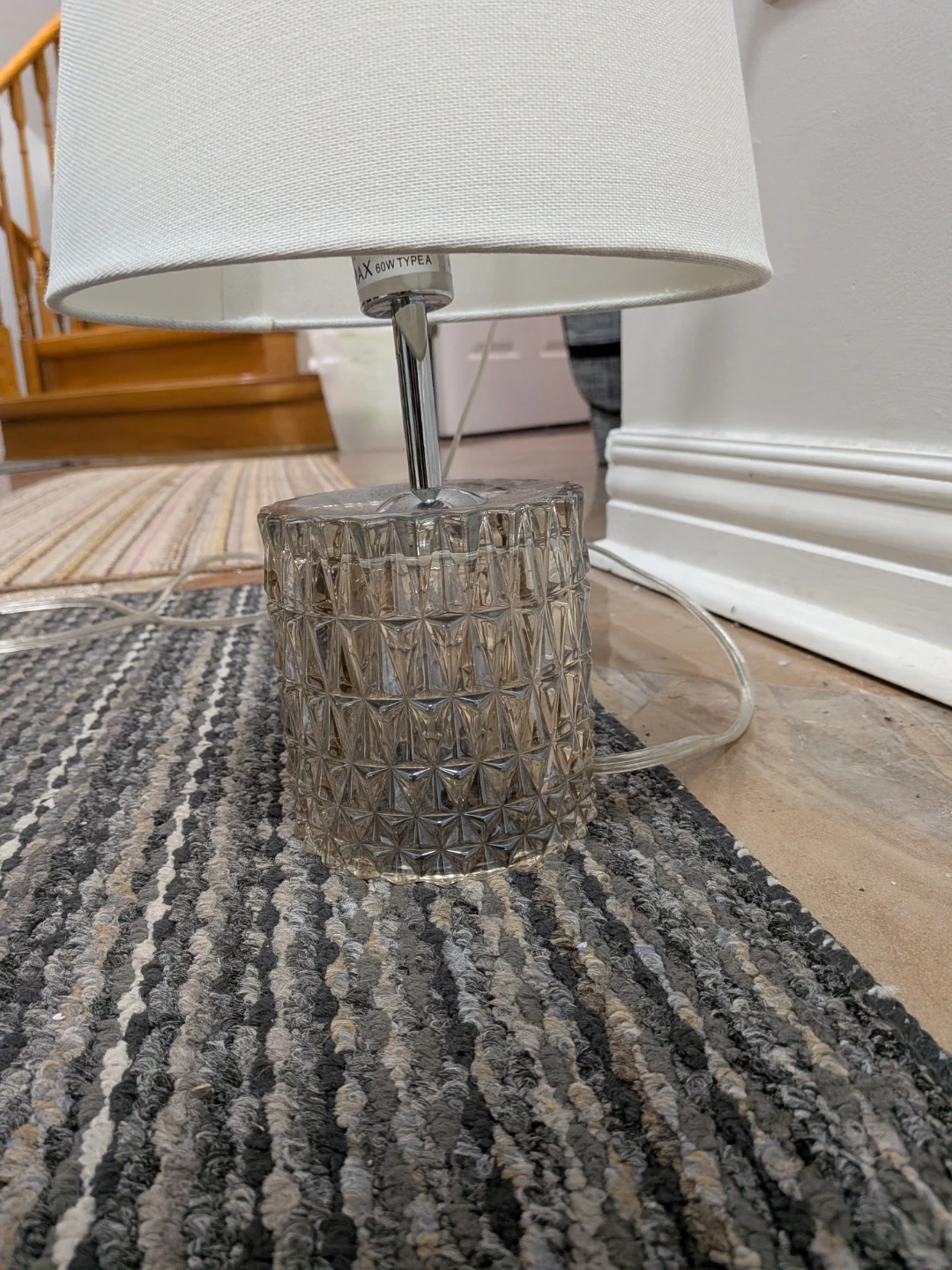 Textured Glass Table Lamp with White Shade