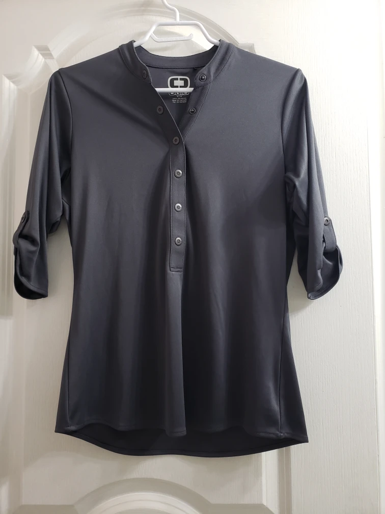 Ogio Women's Grey 100% Polyester Button-Up Shirt - M/M