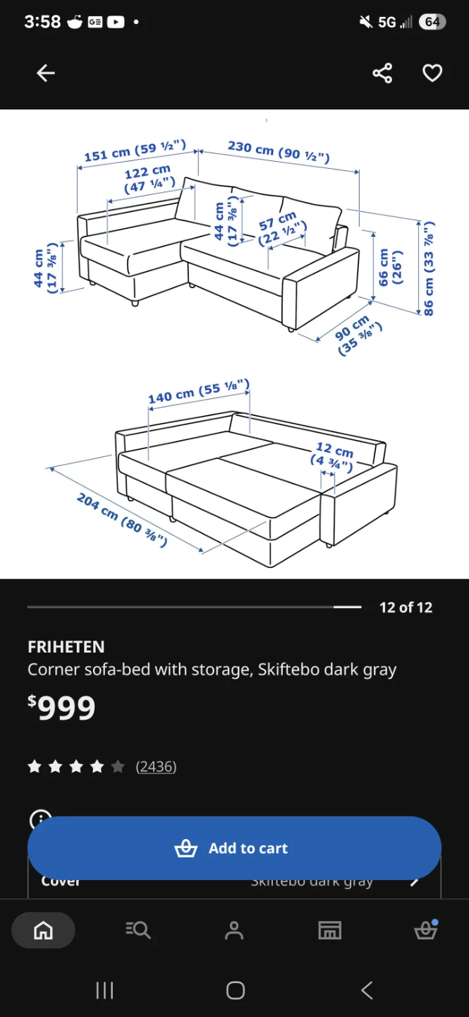 IKEA FRIHETEN Corner Sofa Bed with Storage - photo 4