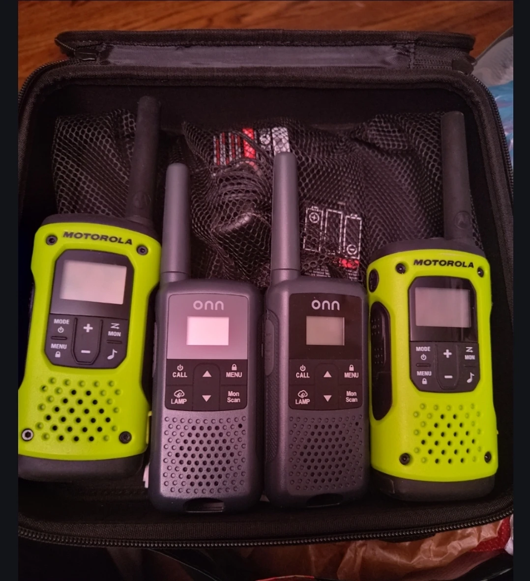Motorola & Onn Walkie Talkies with Case