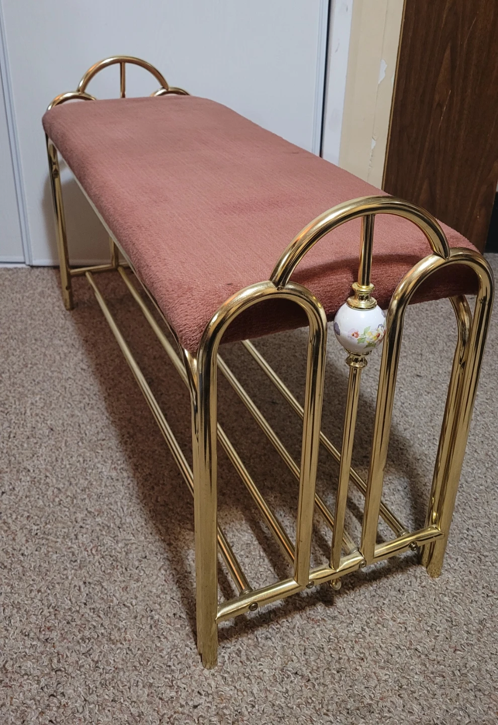 Vintage Brass Bench w/ Shoe Storage