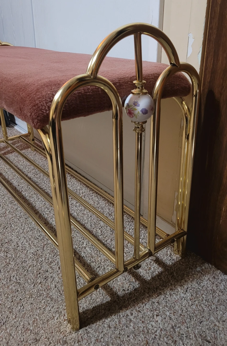 Vintage Brass Bench w/ Shoe Storage - photo 4