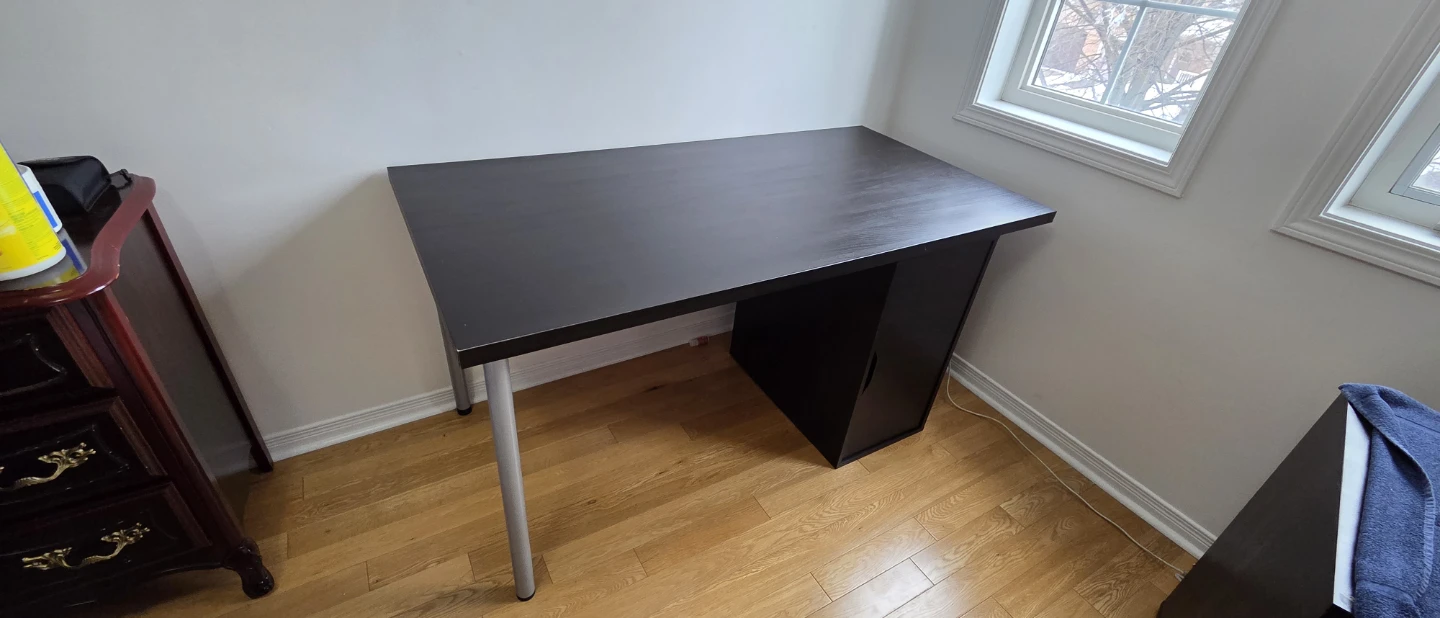 Dark Wood Desk with Cabinet