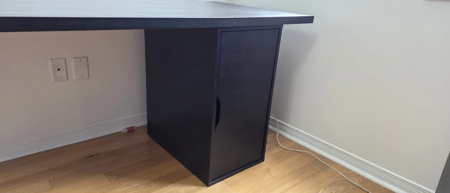 Dark Wood Desk with Cabinet - photo 2