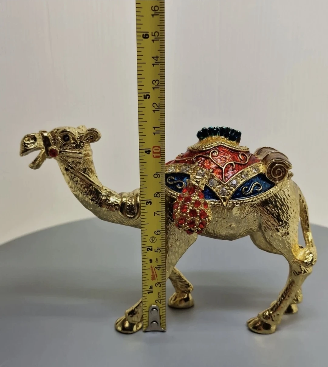 VTG Camel Trinket Jewelry Box Gold-Tone & Crystal Animal Decor - photo 5
