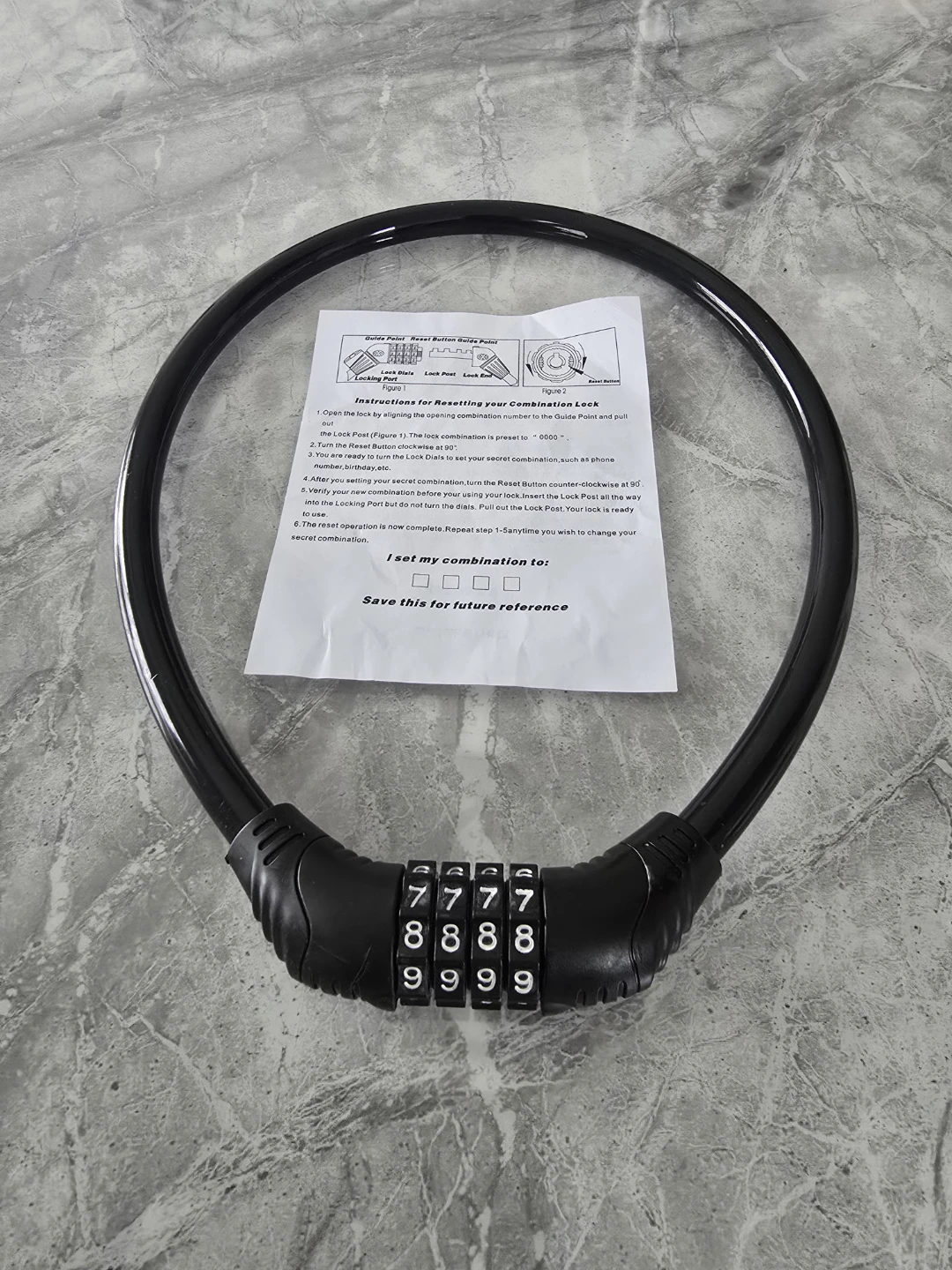 Black 4-Digit Combination Cable Lock