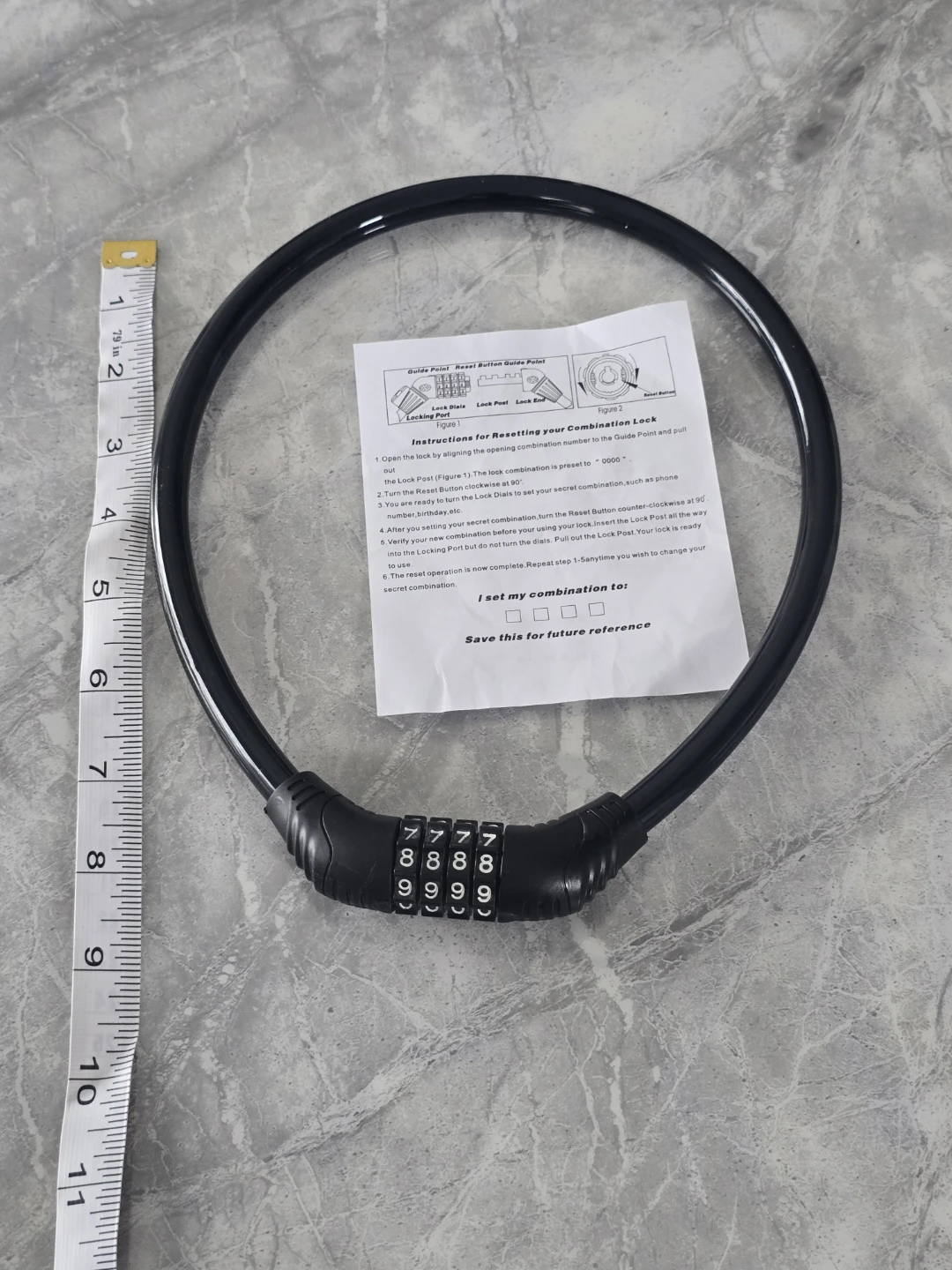 Black 4-Digit Combination Cable Lock - photo 2