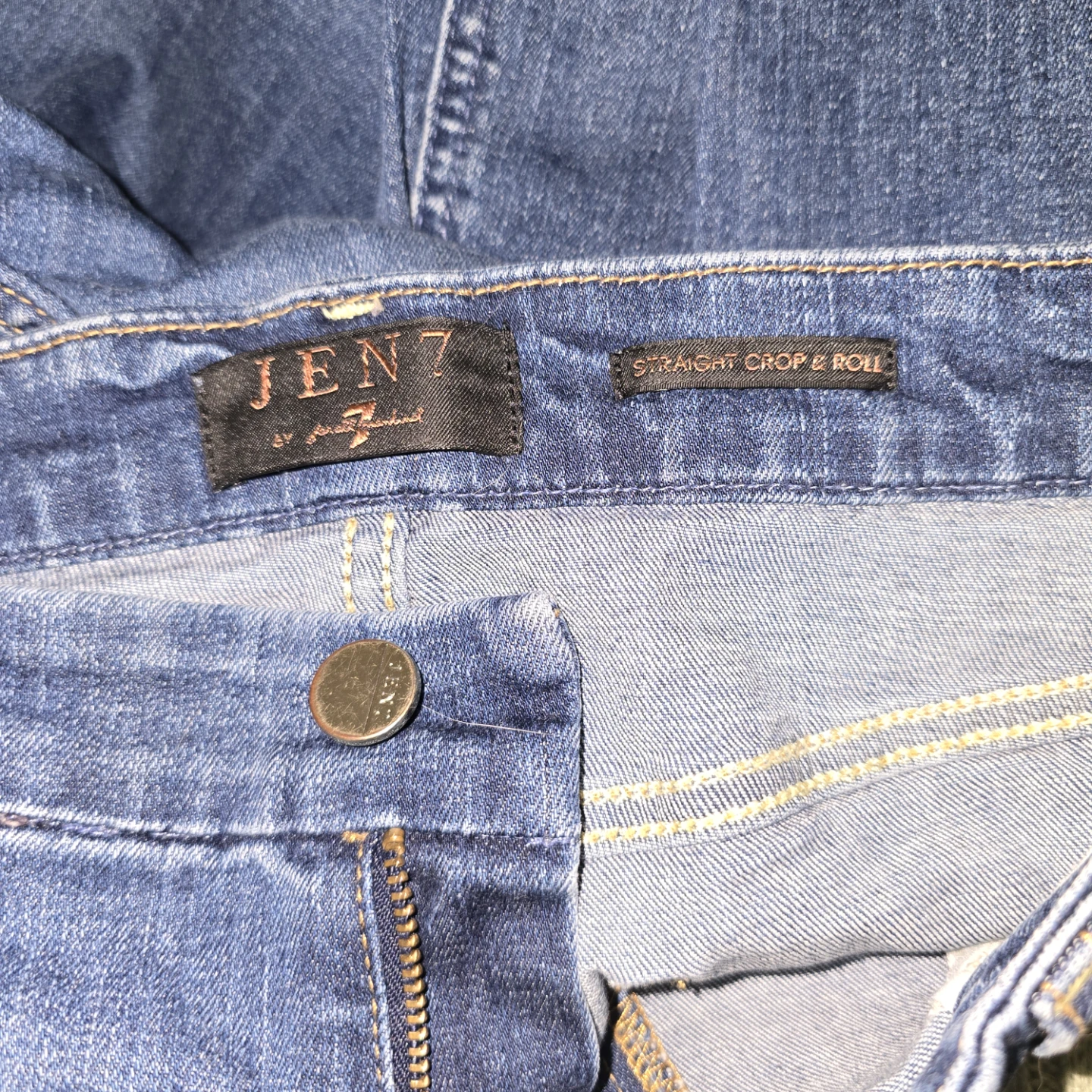 JEN7 by 7 For All Mankind Straight Crop & Roll Jeans Size 14
