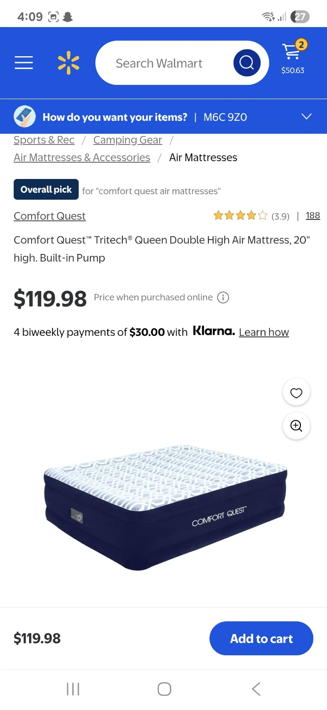 Comfort Quest Tritech Queen Double High Air Mattress