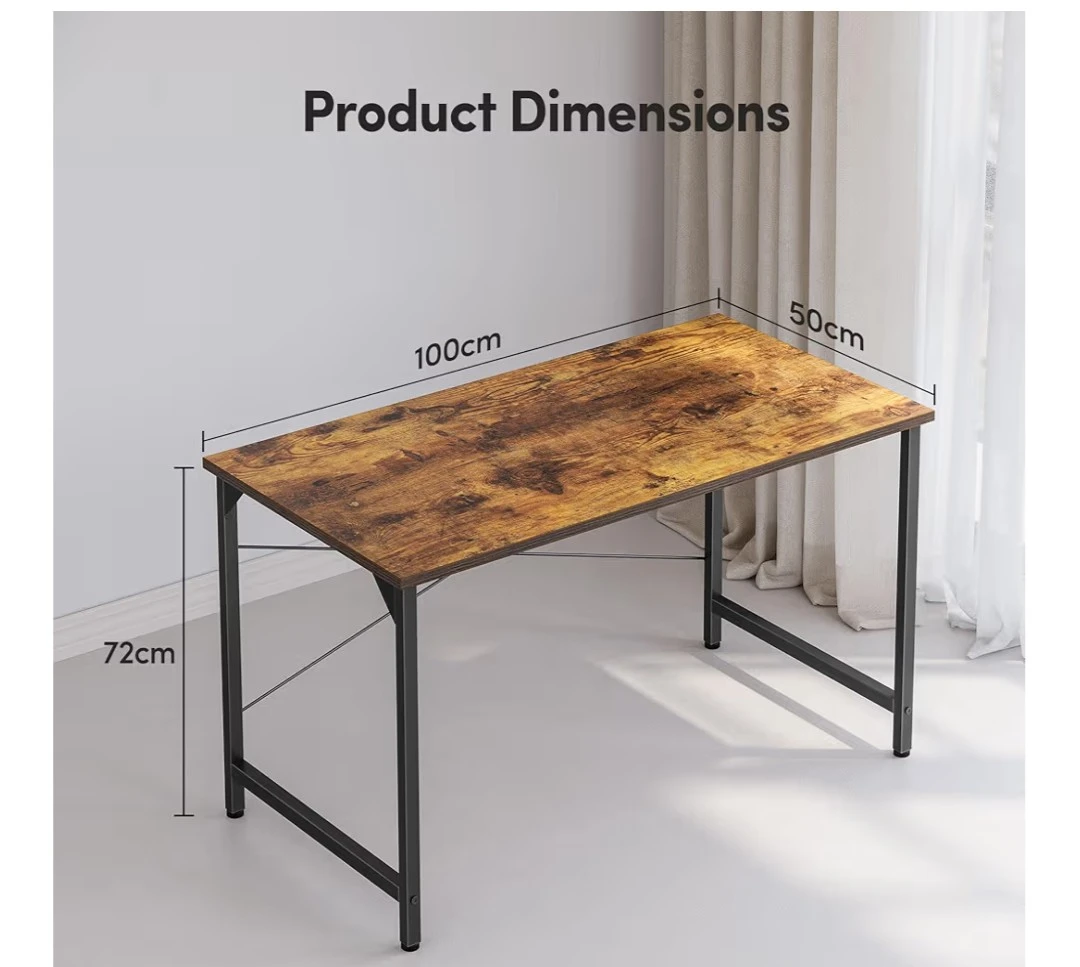 Rustic Wood Effect Computer Desk with Metal Legs