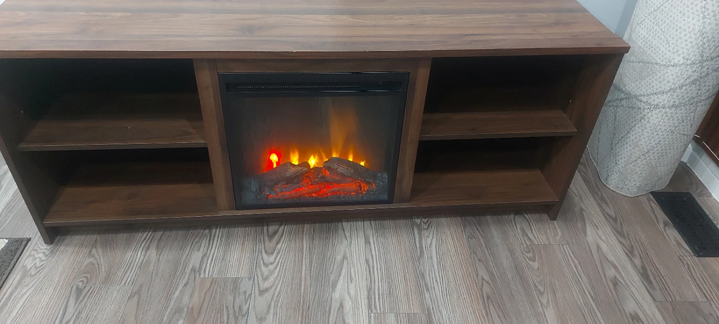 Dark Wood Entertainment Unit with Electric Fireplace - photo 2