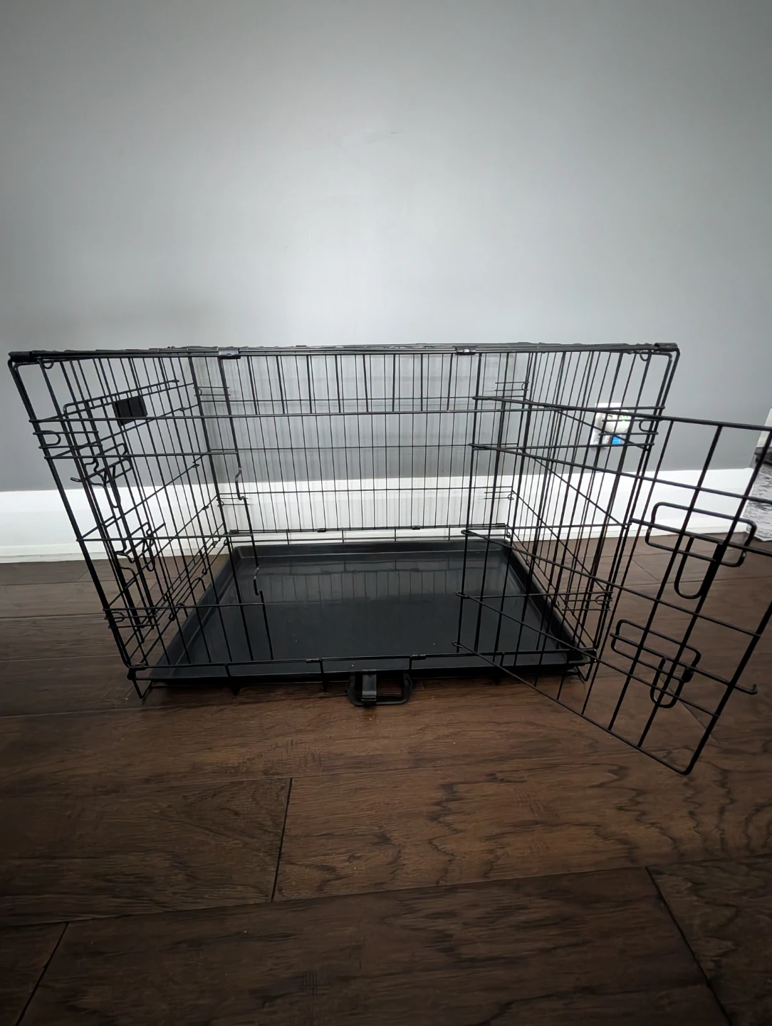 Black Metal Dog Crate with Tray - photo 4