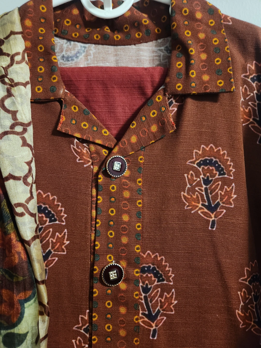 Women's Brown Floral Print Kurti with Scarf - photo 2