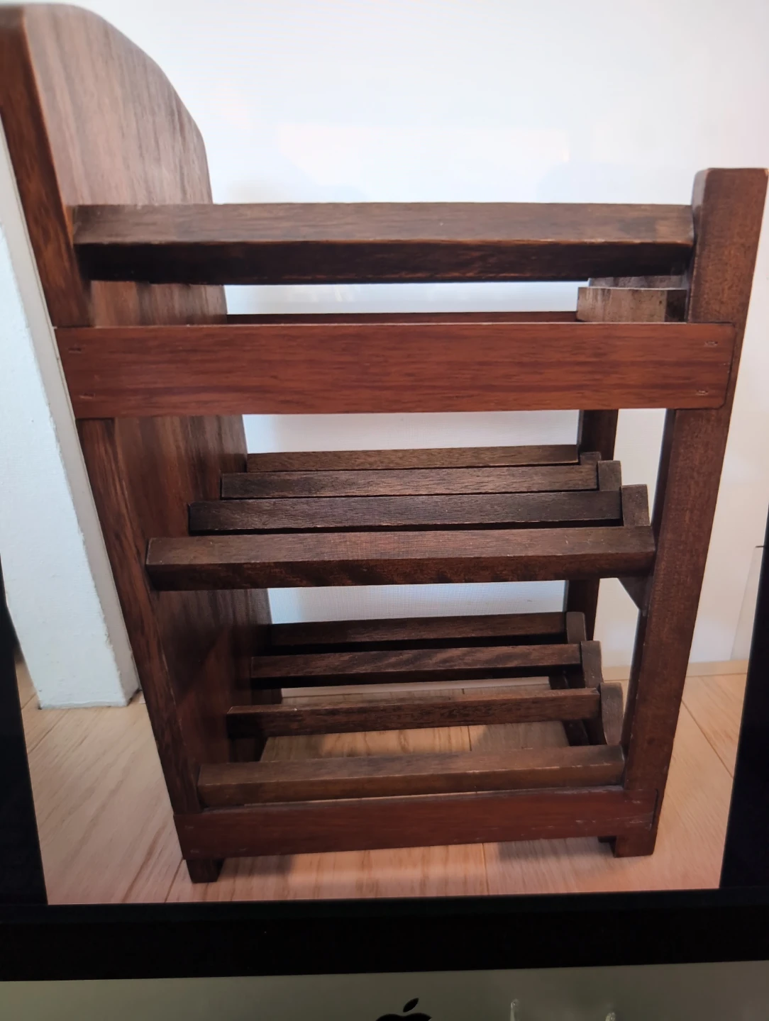 Vintage walnut wood wine bottle rack - photo 2