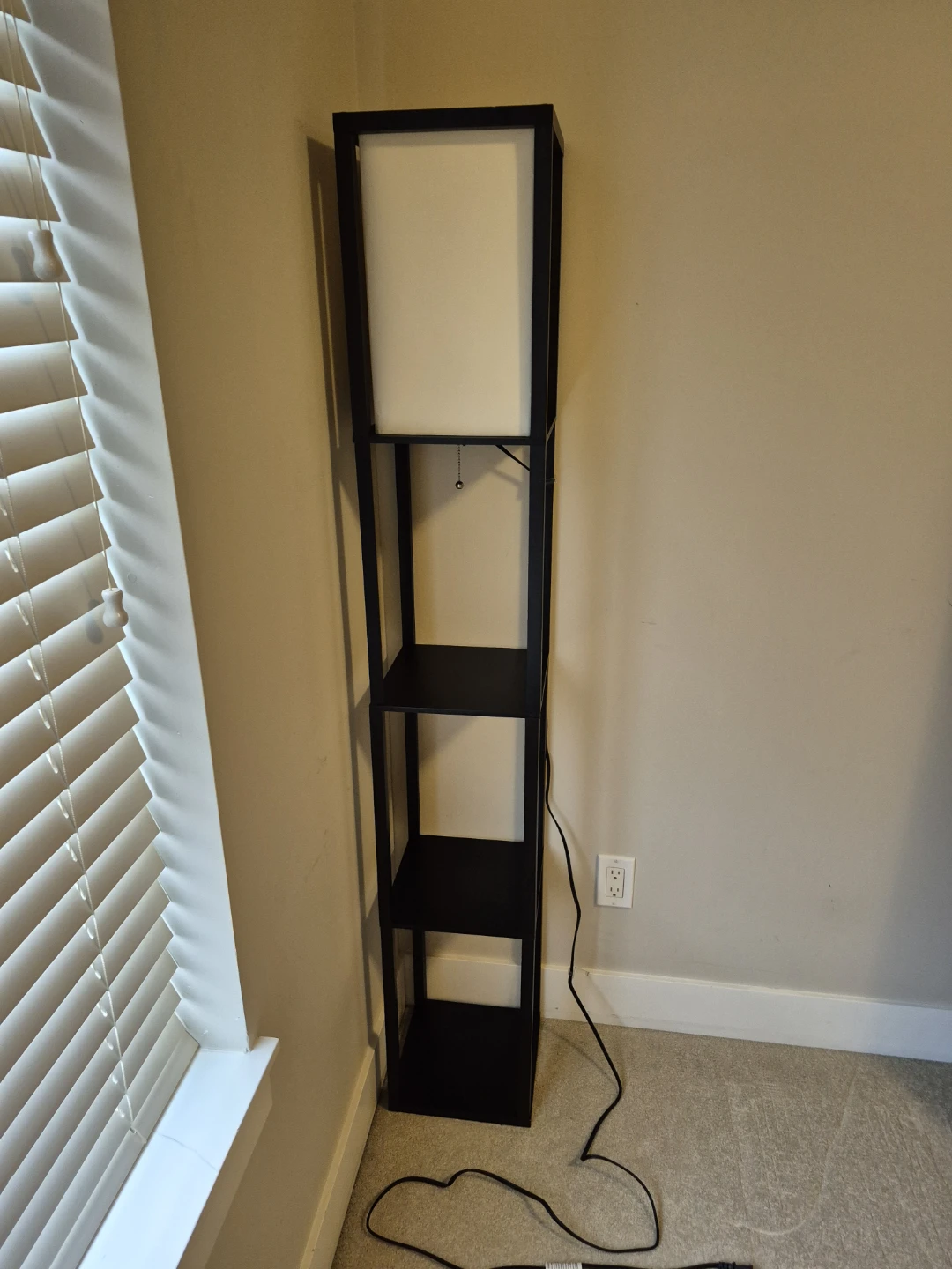 Black Floor Lamp with Shelves