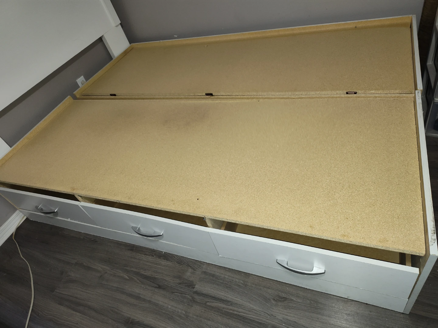 White Double Bed Frame with Drawers and Bamboo Mattress - photo 4