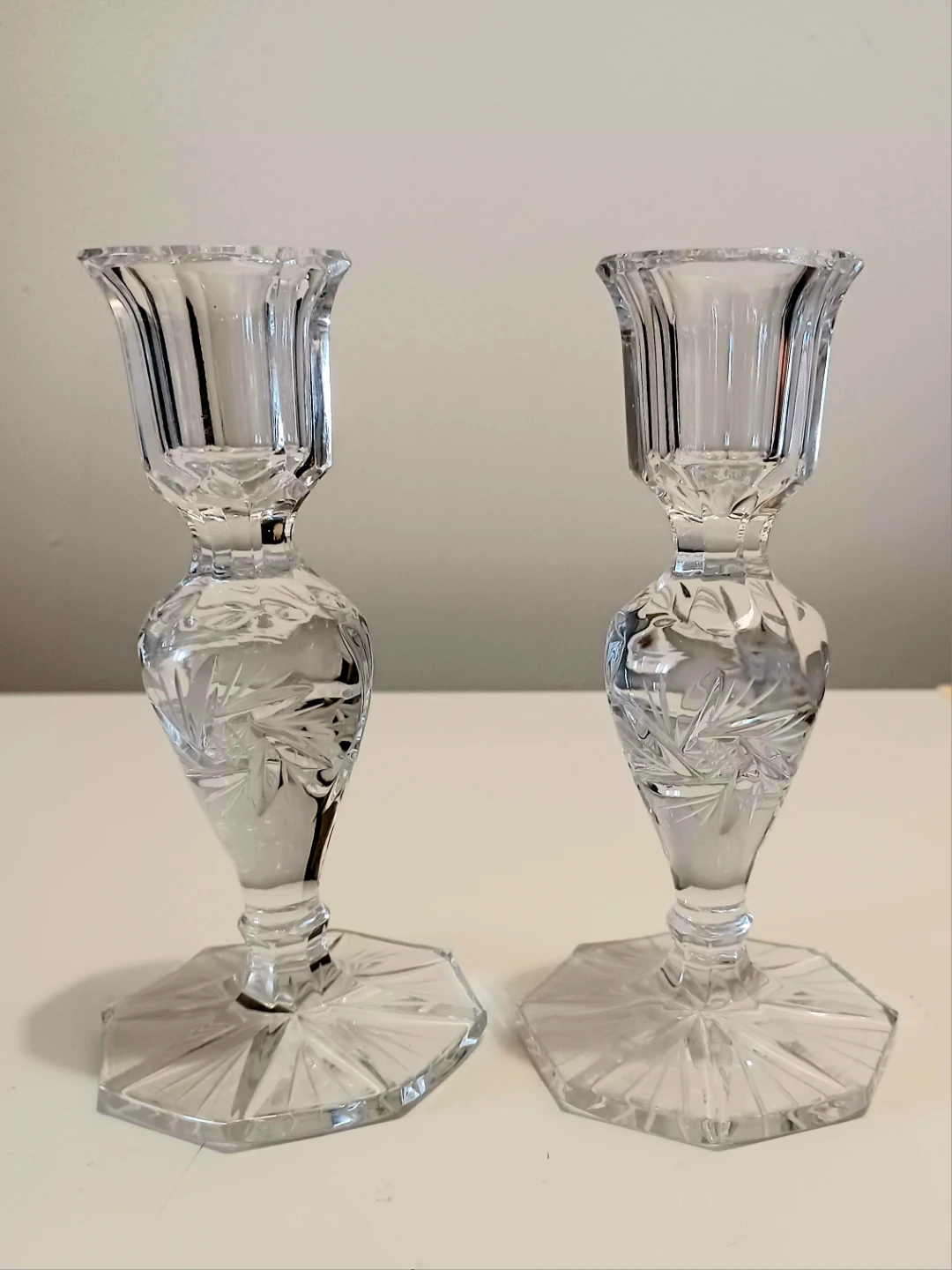 Pair of American Eleanor Crystal Candlesticks