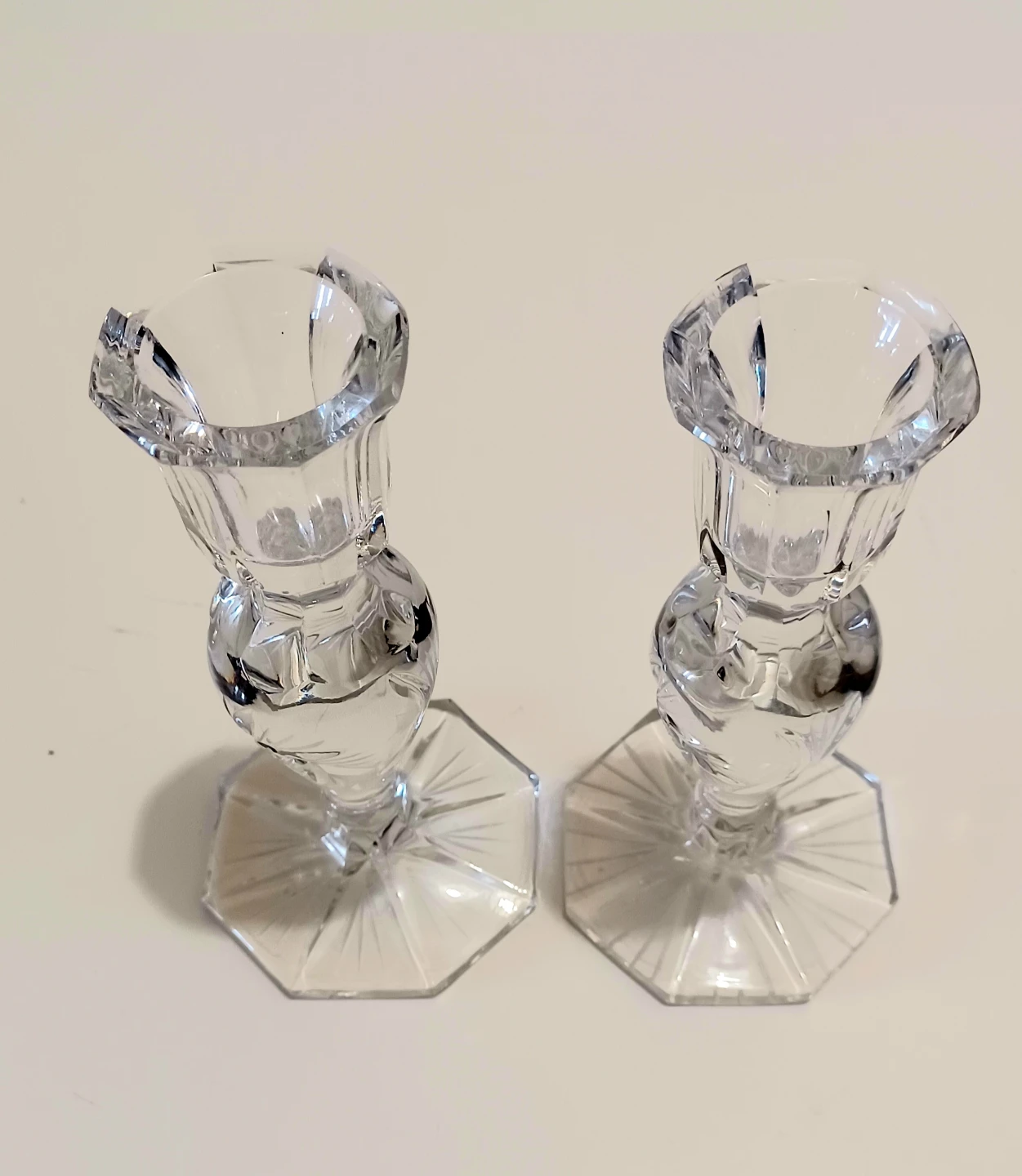 Pair of American Eleanor Crystal Candlesticks - photo 5