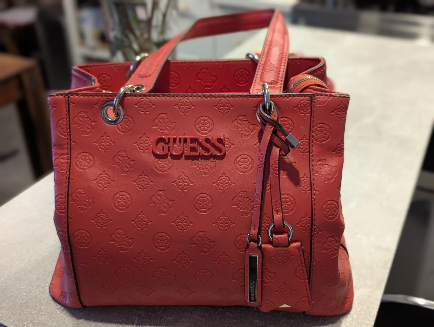 Red Guess Satchel Handbag