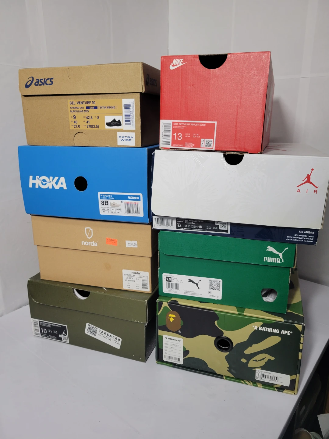 Empty boxes from different brands and sizes