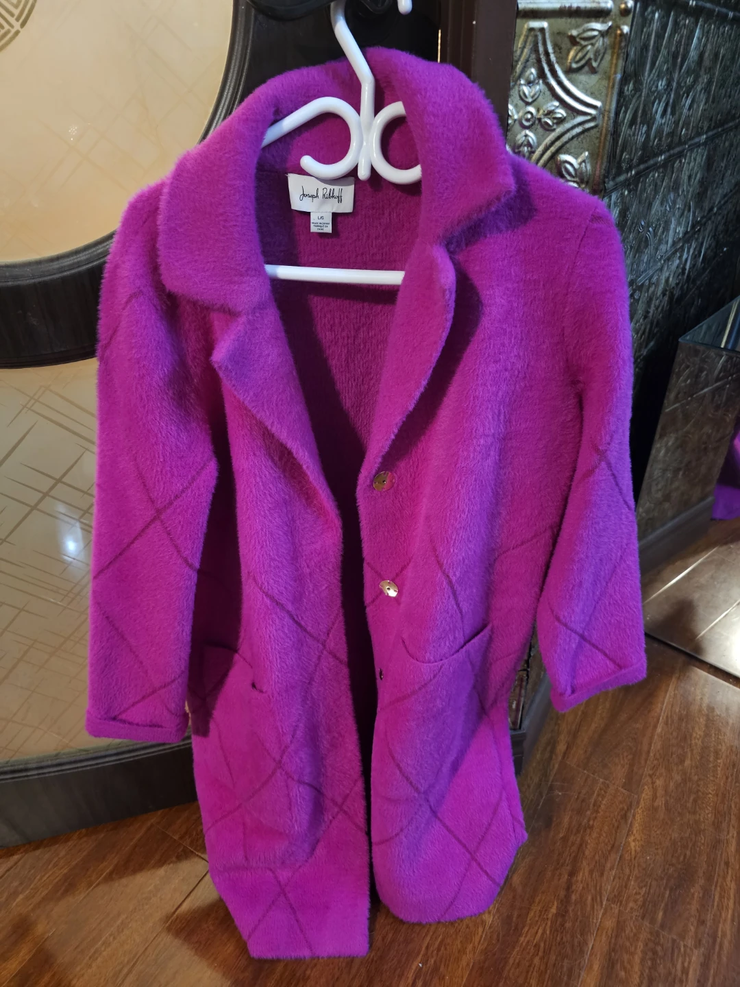 Joseph Ribkoff Pink Argle Sweater Coat L/G