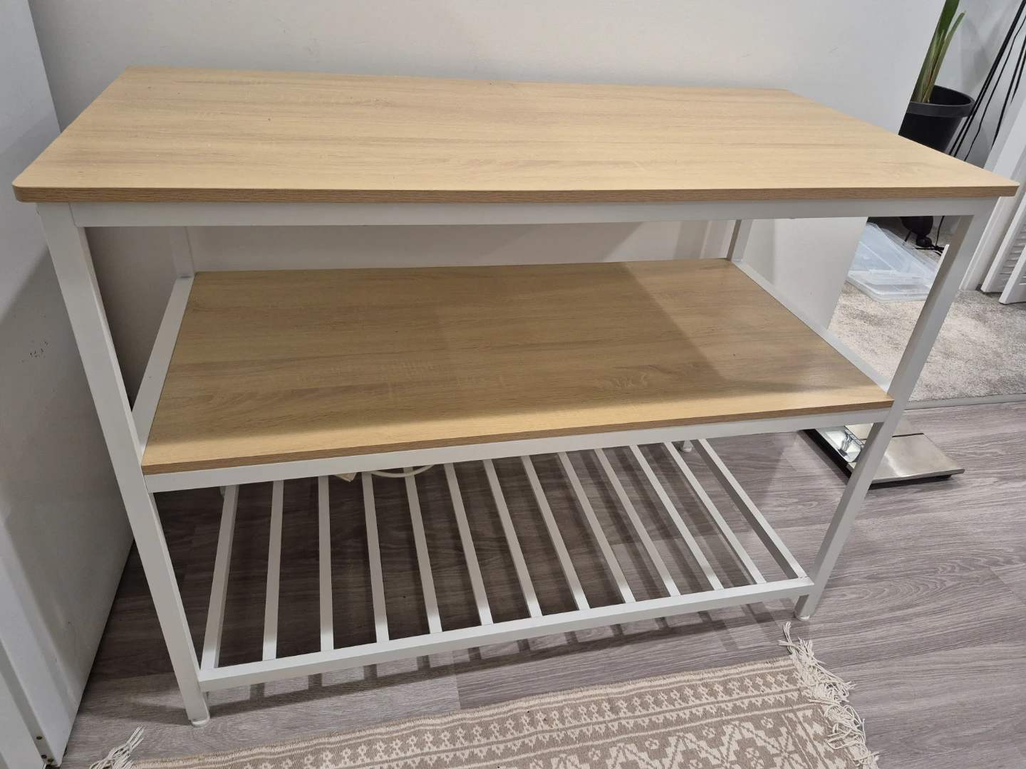 Two-Tier Wood and Metal Storage Shelf - photo 2