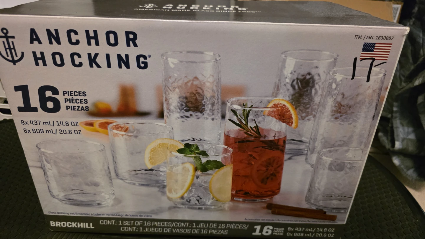 Anchor Hocking 16 Piece Glass Tumbler Set