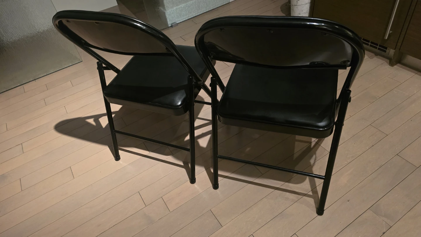 Set of 2 Black Folding Chairs - photo 2