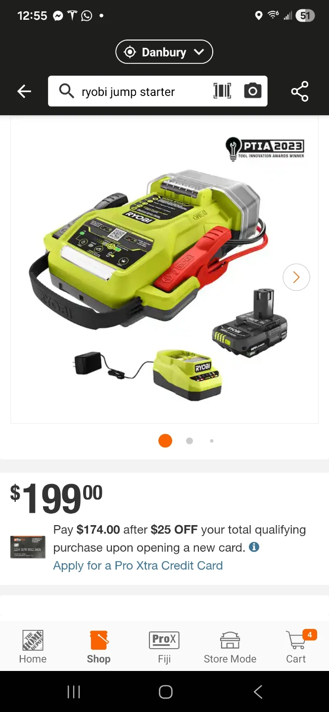 Ryobi Jump Starter 1600 amps with Battery and Charger