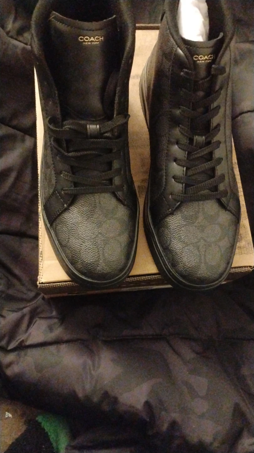 Coach Black Monogram Mid-Top Sneakers