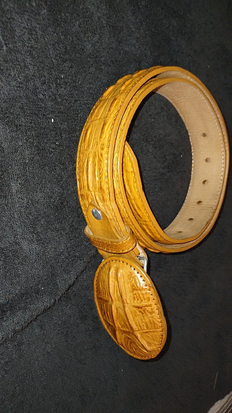 Yellow western Alligator Skin Belt Size 36