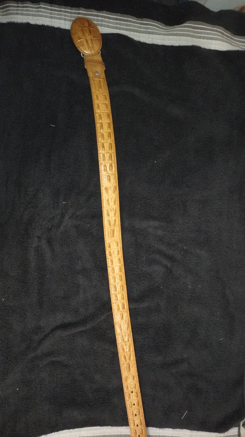 Yellow western Alligator Skin Belt Size 36 - photo 3