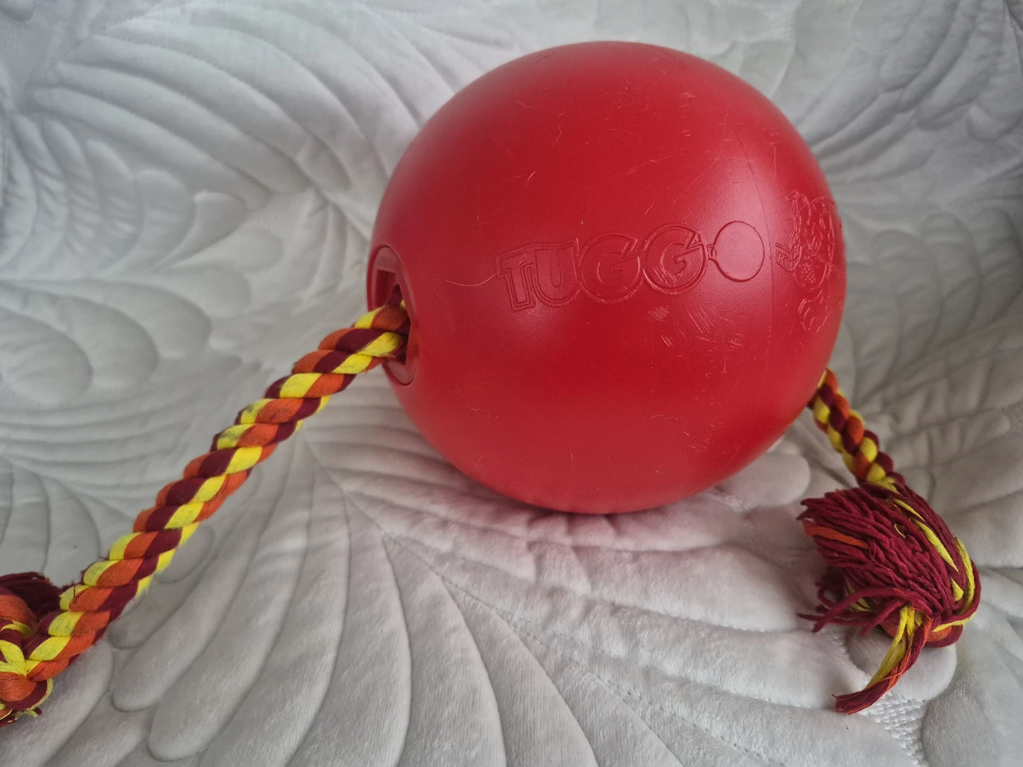 TUGGO Red Ball Dog Toy with Rope
