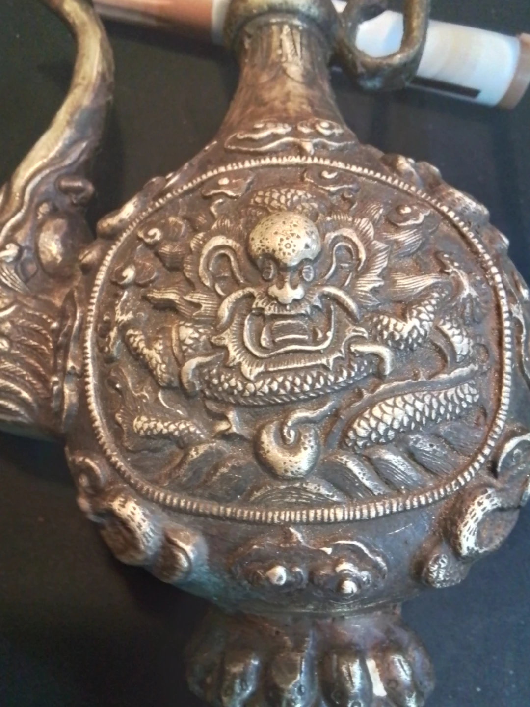 Antique Signed / Stamped Asian Hand Decorated Dragon - photo 2