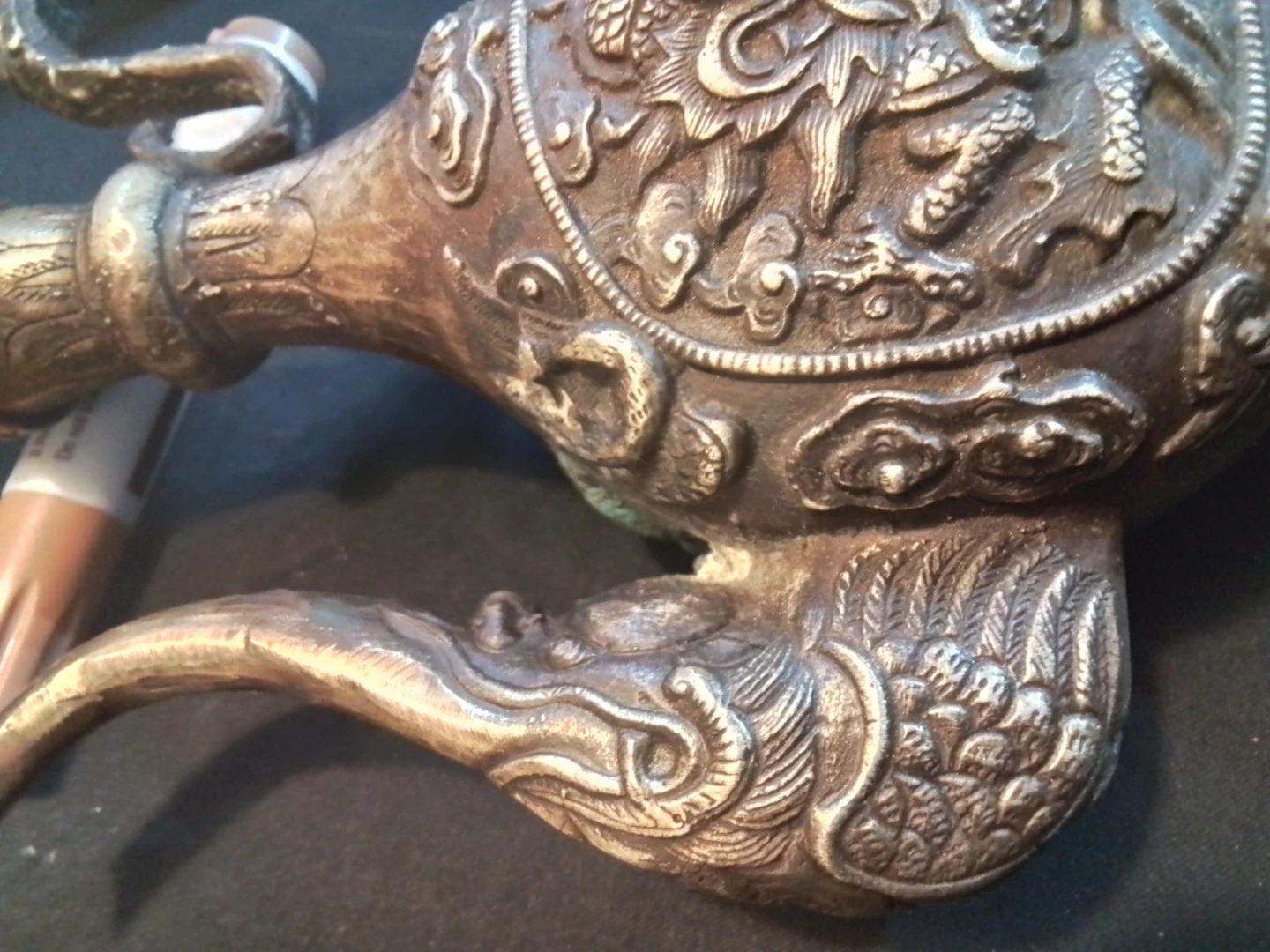 Antique Signed / Stamped Asian Hand Decorated Dragon - photo 3