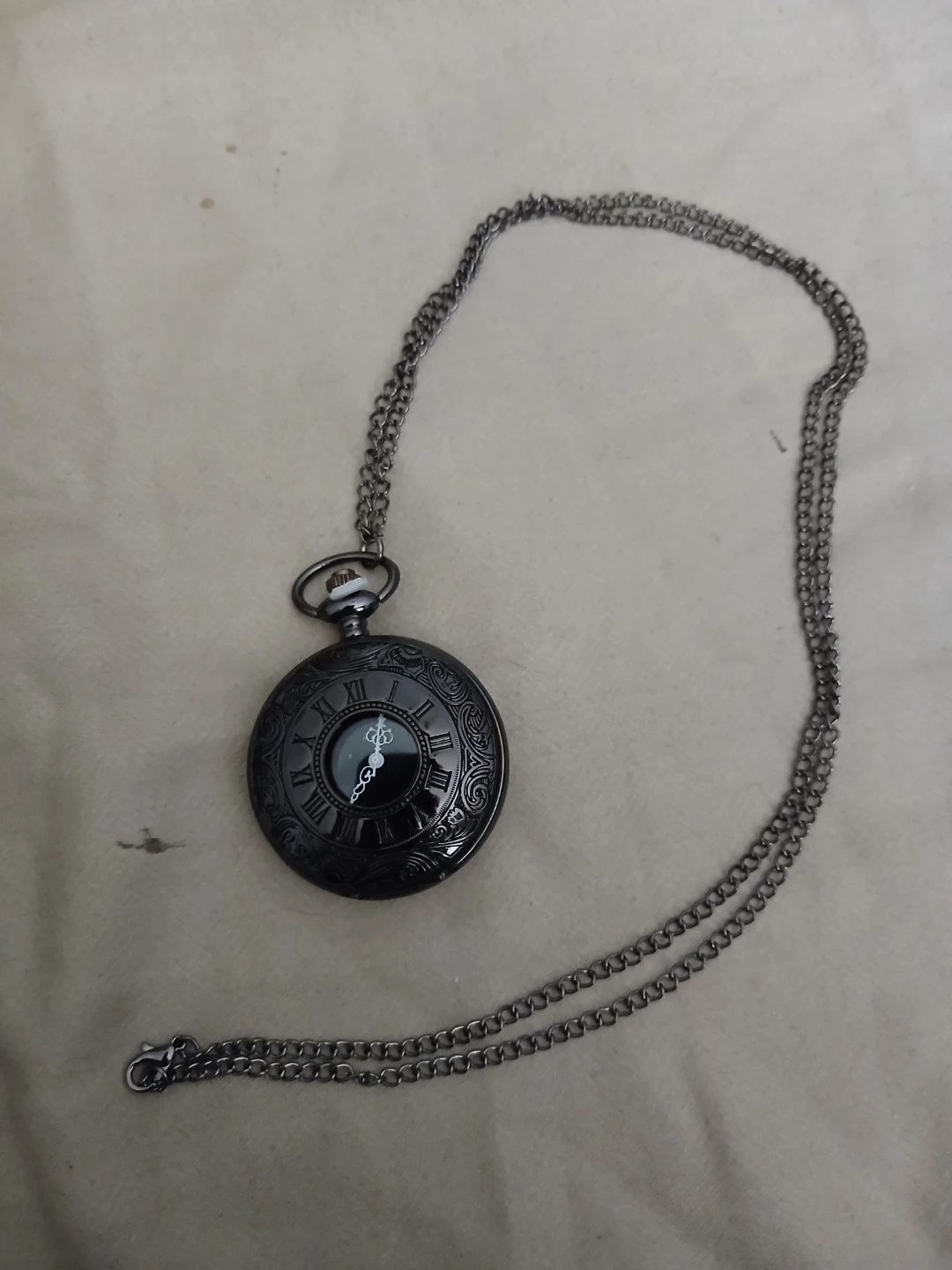 Glossy Black Vintage Alloy And Quartz Pocket Watch - photo 4