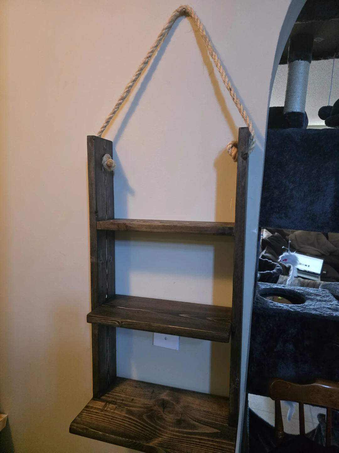 Rustic Wooden Hanging Shelf