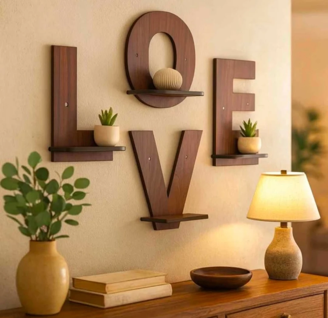 Wooden LOVE Wall Mounted Shelves