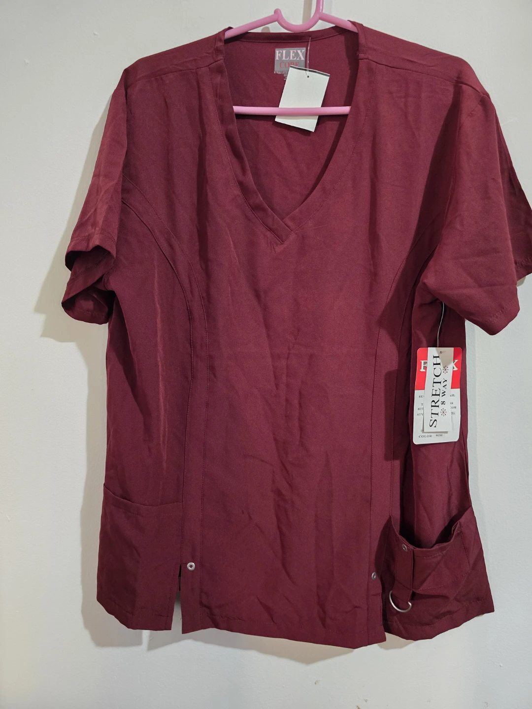 ​New Burgundy Uniform Scrub Top - Size 2XL