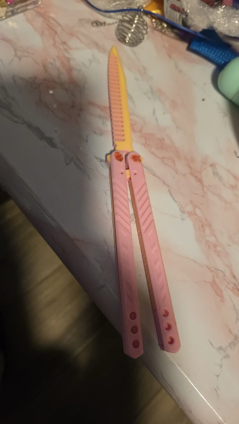 🏆 Pink and Yellow Practice Butterfly Knife Trainer 🏆