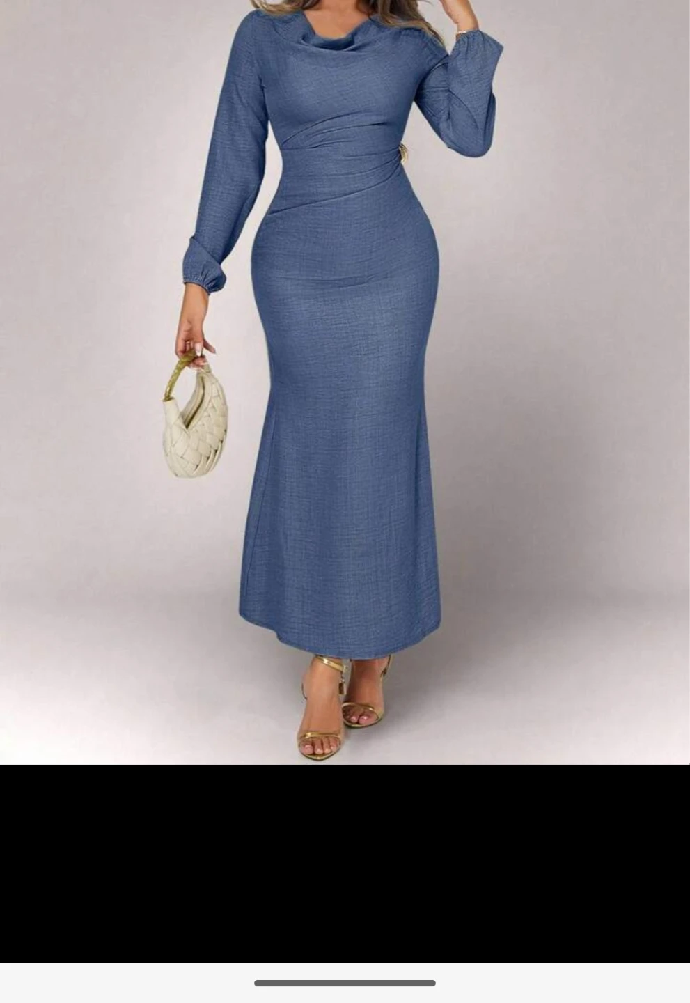 Cowl Neck Ruched Midi Dress - photo 4