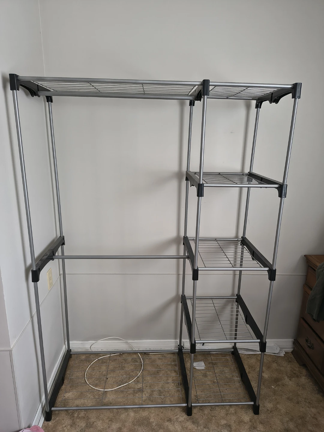 Grey Metal Garment Rack with Shelves