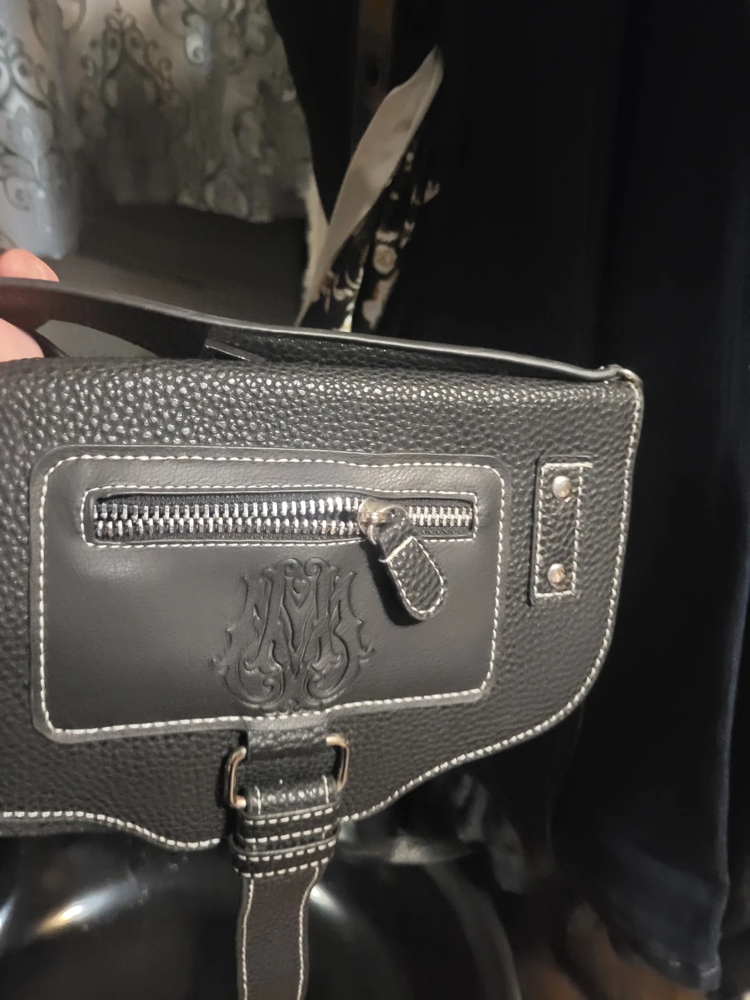 Black Textured Saddle Bag - photo 2