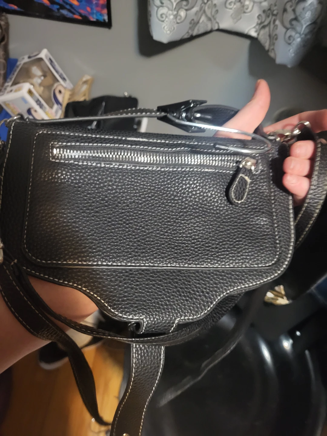 Black Textured Saddle Bag - photo 3