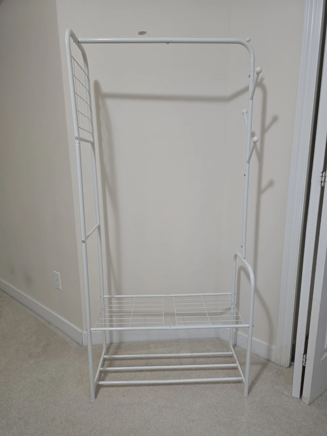 White Metal Garment Rack with Shoe Shelf - photo 2