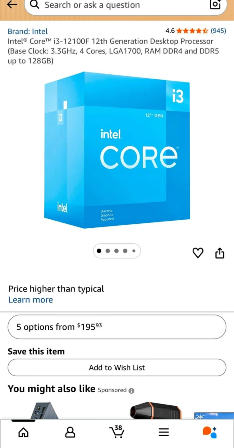 Intel Core i3-12100F 12th Gen Desktop Processor