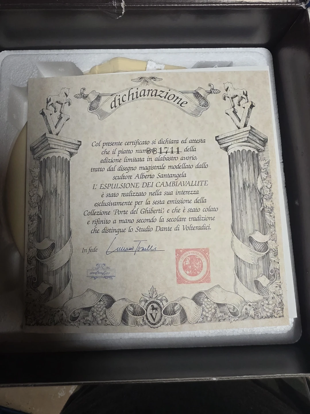 Alberto Santangela Alabaster Relief Plate - photo 2