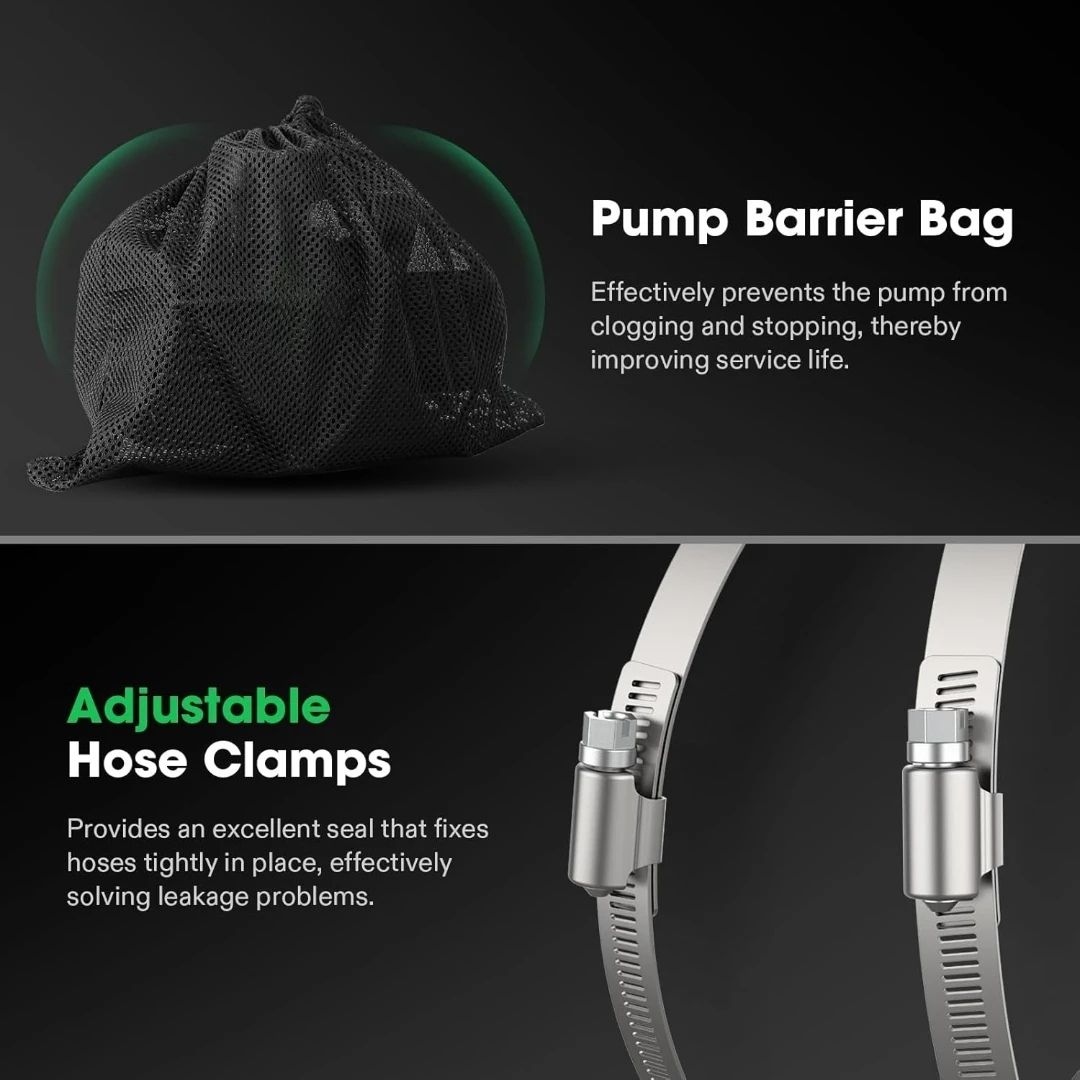 Vivosun Submersible Water Pump with Hose Clamps and Pump Bag - photo 5