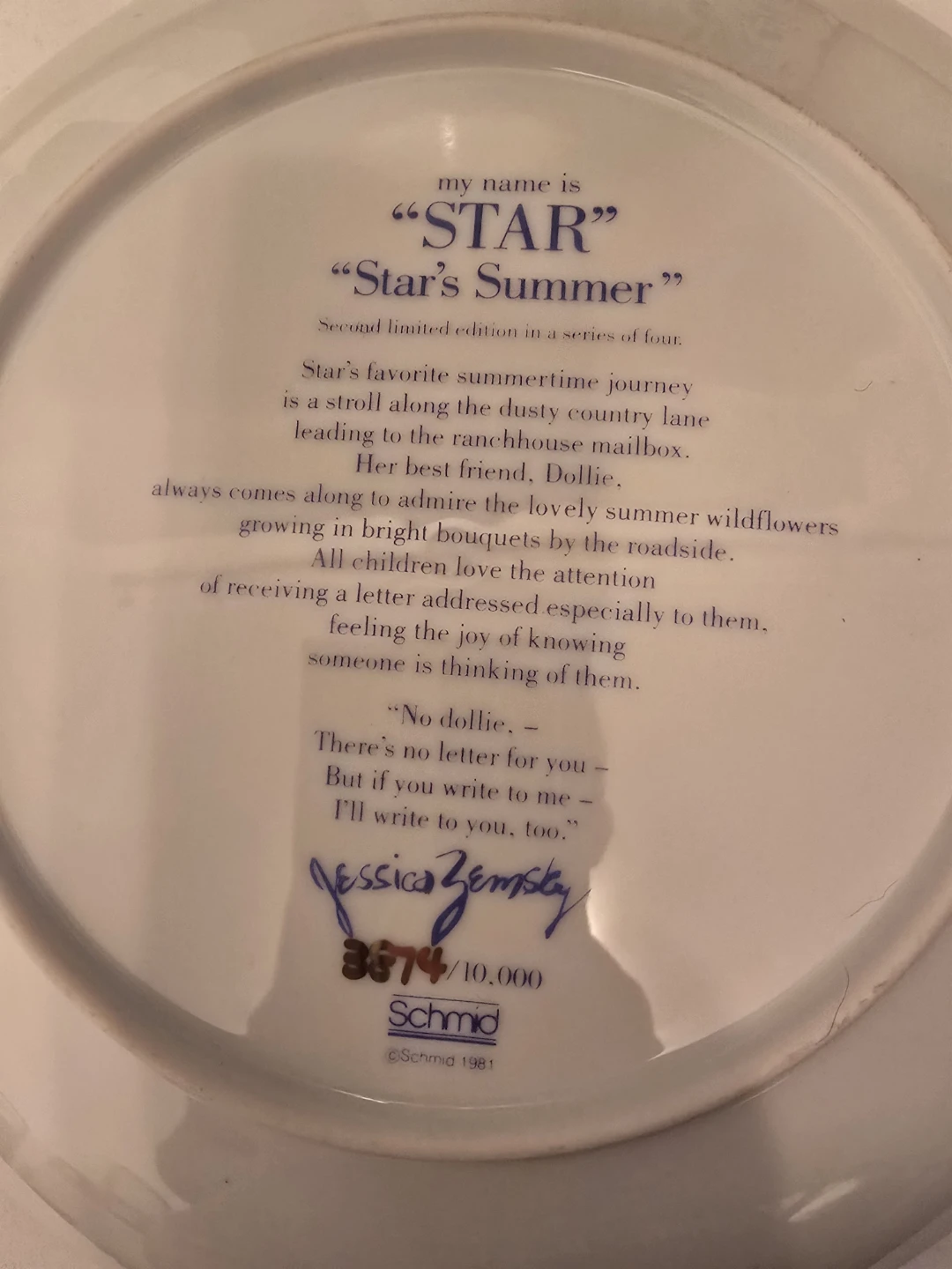 Schmid "Star's Summer" Collector Plate by Jessica Zompstley - photo 2